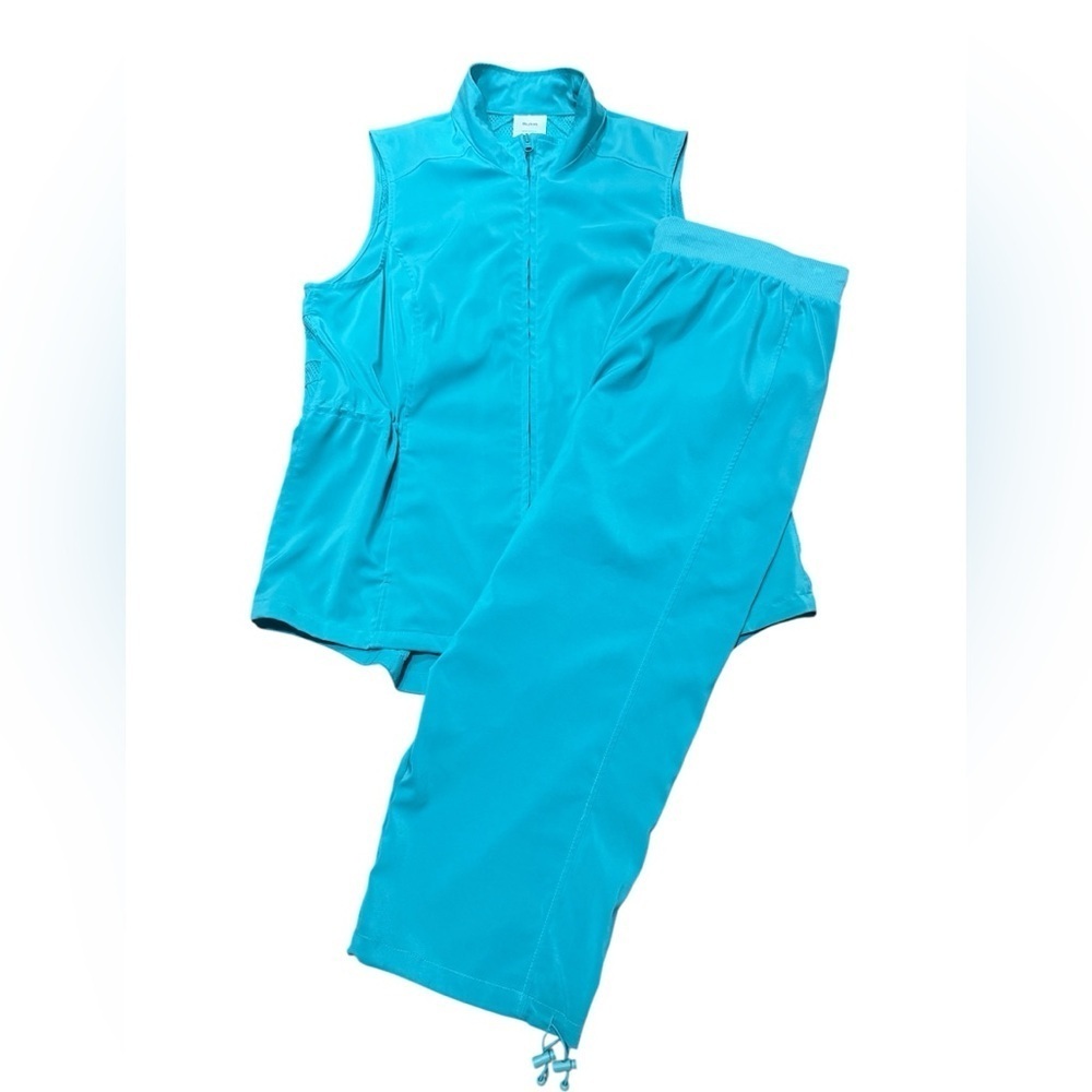 Blair Womens Seafoam Green Track Vest and Capris Set Size Large
